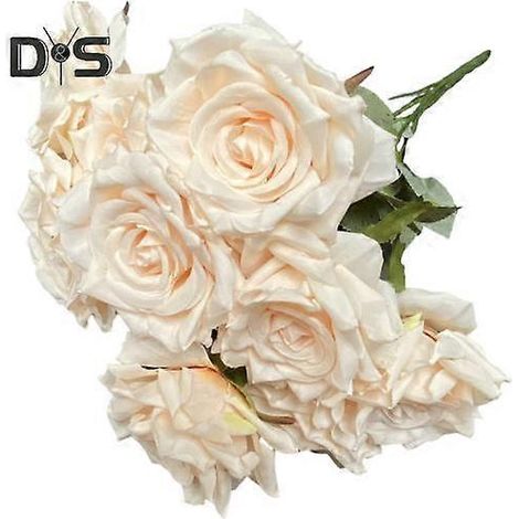1 Bouquet Accessoires de Mariage Rose Artificielle Finition Finesse Magnifique Bouquet de 9 Roses ArtificiellesChampagne (1/5)