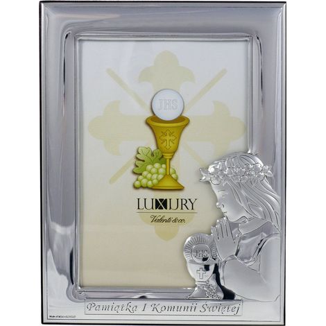 Cadre de communion en argent - souvenir de la sainte communion 10x15 pour une fille Taille: 10x15 cm UGS : VL806/3XL