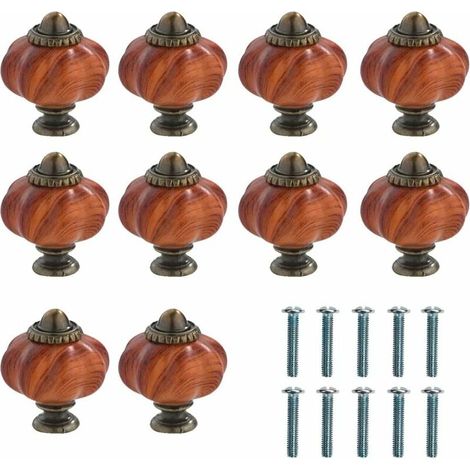 10 Pièces Vintage Tiroir de Porte Poignée, Style Européen Vintage Citrouille Boutons, Bouton de Meuble avec des Vis, Pour Maison, Bureau, Armoire de Cuisine, Tiroirs et Placard,T-Audace (1/5)