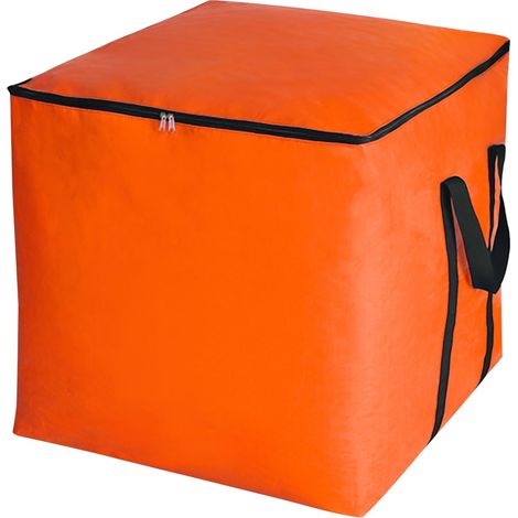 Sac de déménagement à fermeture éclair avec couvercle et poignées Orange 50 × 50 × 50 cm 125 L Sac de rangement étanche à la poussière (1/5)
