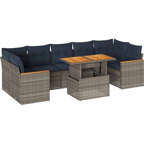 Maison Exclusive - 8-tlg. Garten-Sofagarnitur mit Kissen Grau Pol (1/5)