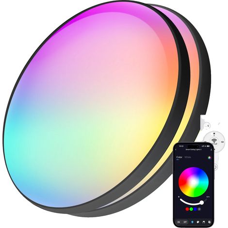 Lámpara de techo, control inteligente, colores RGB, 30 cm, regulable, blanca, 21-30 W (1/2)