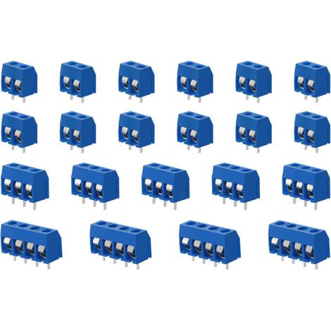 100 Pièces PCB Vis Connecteur, 5mm Pas 2 Broches / 3 Broches / 4 Broches PCB Bornier à Vis, Bleu (1/5)