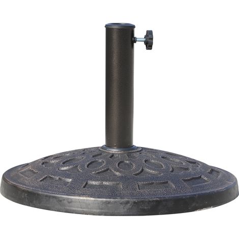 Runder Sonnenschirmständer von Outsunny, 49 cm, Kunstharz in Gusseisenoptik, Rosettenmuster, 14 kg, Bronze