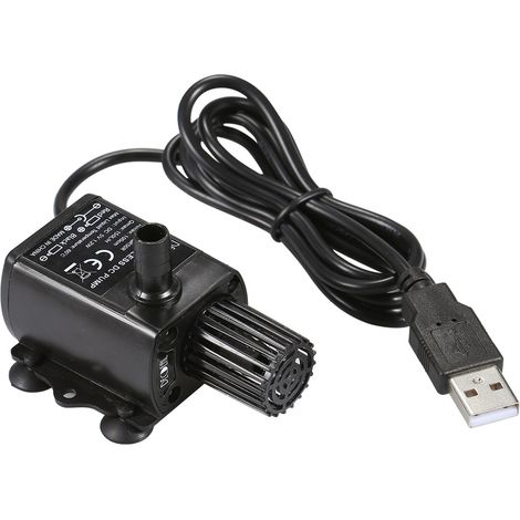 Pompe à eau USB sans balais submersible, silencieuse — 150 L/h, 1,2 W, hauteur 1 m (DC5V) (1/5)