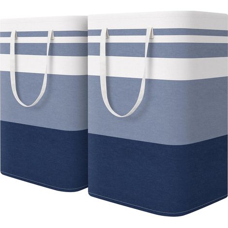 Lot de 2 grands paniers à linge, imperméables, indépendants, pliables, adaptés aux dortoirs et aux maisons (bleu, 75 L)