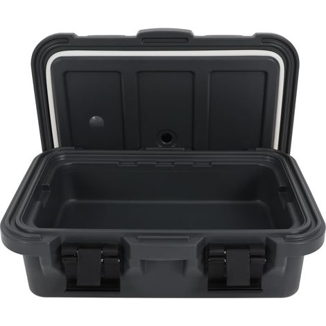 Glacière isolée noire de 15 l - Porte-aliments empilable avec boucles de verrouillage - Pour camping, buffet, fête - 63 x 44 x 21 cm (1/5)