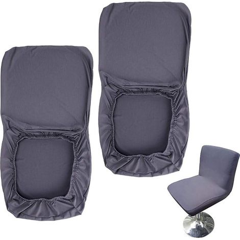 Lot de 2 housses de tabouret de bar gris foncé avec dossier extensible pour chaise de salle à manger pivotante courte (1/5)