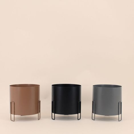 Lot de 3 cache-pots en métal coloré 16,5cm