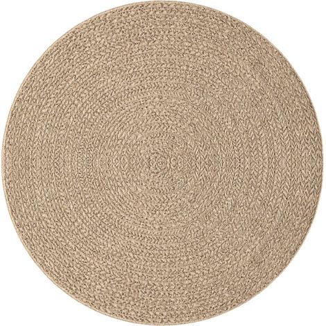 Vidaxl – Tapis shaggy ZIZUR Ø 200 cm – Aspect jute – 100% polypropylène – Résistant aux UV – Pour intérieur et extérieur – Nettoyage facile
