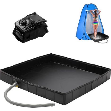 Receveur de douche pliable 104 x 104 x 13 cm. Grand receveur de douche portable avec bonde. Receveur de douche antidérapant pour camping, utilisable en intérieur et en extérieur, sous tente ou en camp (1/5)