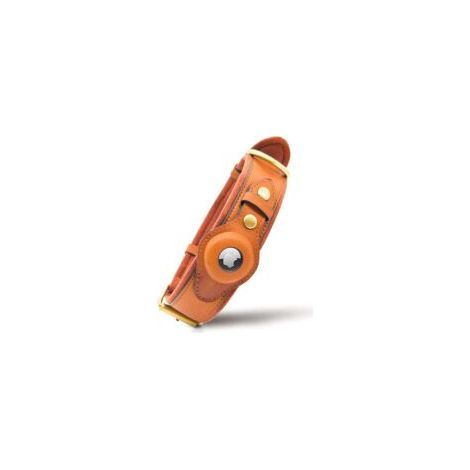 Collier pour chien en cuir avec emplacement pour AirTags intégré, pour races de grande à très grande taille, réglable, marron