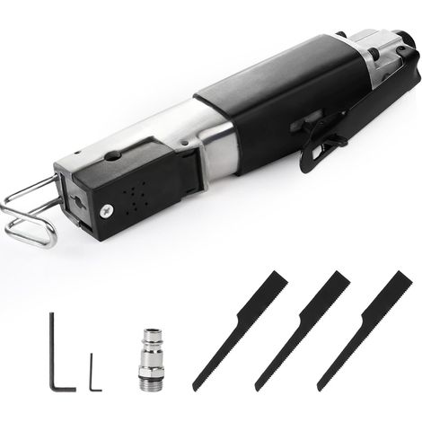Scie Alternative Pneumatique D'air para Carrosserie avec 3 Lames de Scie à Air de Rechange 18T 24T 32T, Raccord d'air Comprimé 1/4", 90PSI 10000BPM, 6 Bar (1/5)