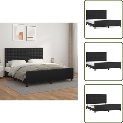 Cama con cabecero cuero sintético - vidaXL Estructura de cama con cabecero cuero sintético negro 180x200cm - Cama con cabecero ajustable
