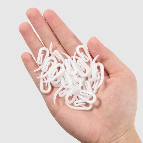 100 pezzi ganci per tende in plastica per binario 28 x 12 mm clip bianca per tende da doccia, tende, roulotte, accessori per la casa, fai da te (1/4)