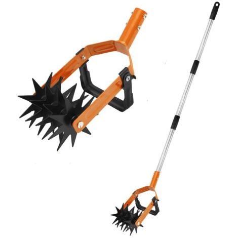 Motoculteur rotatif avec poignée réglable 2 en 1 pour désherber et émietter le sol - Outil de jardinage rotatif à main pour perdre et mélanger le sol (1/5)
