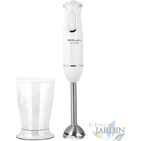 Mixeur plongeant Orbegozo 800W. 2 vitesses. Mélangeur 600 ml et gobelet doseur