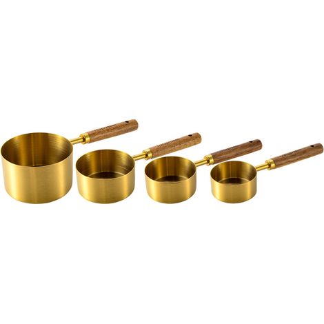 Cuillère À Mesurer - Cuillère À Café En Acier Inoxydable Avec Poignée En Bois D'acacia - Pour Cuisine Intérieure - Lot De 4 Pièces (1/5)