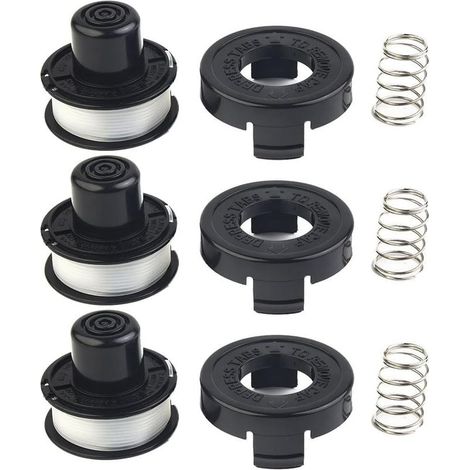 3 x S'applique à Bobine de fil et remplacement Black & Decker RS136 Bobine de coupe-bordures Ensemble de ressorts Corde de tonte en nylon