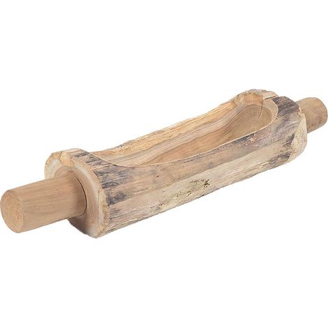 PIROGUE - Plat en Teck Naturel Brut - Dimensions 19x9cm - Finition Bois Naturel - Pièce Unique Artisanale
