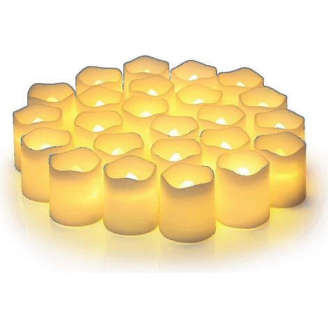 Lot de 24 bougies votives sans flamme, fausses bougies électriques à effet vacillant, fonctionnent sur piles (1/4)