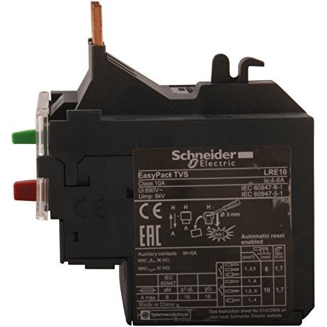 SCHNEIDER LRE10 4-6 A EASYPACT TÉLÉVISEURS RELAIS DE SURCHARGE, BLANC