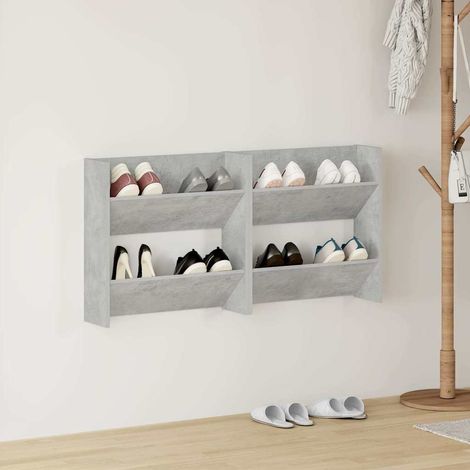 vidaXL Wall Shoe Cabinets 2 pcs Concrete Grey 60x18x60 cm (1/5)