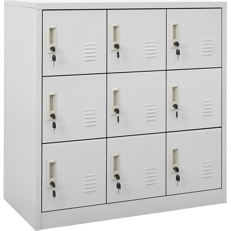 Armadietto contenitore moderno per ufficio 90 x 45 x 92,5 cm con serrature in acciaio grigio chiaro 020046927