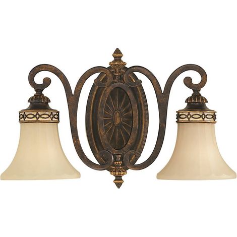 Applique murale aluminium moulé sous pression marron H 25,4 cm 2 flammes hall light (1/5)