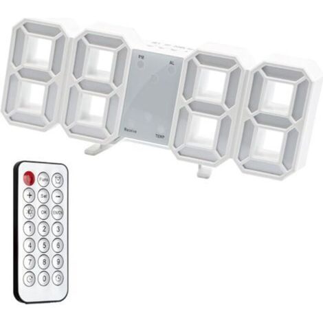Horloge Murale Numérique LED 3D Réveil Lumineux Fonction sans Bruit Snooze Luminosité Réglable 12/24 Heure Affichage Date/Température Bureau Cuisine Salon Chambre 24.6cm avec Télécommande (1/5)