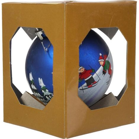 Boule de Noël en plastique, 1 pièce, 8 cm, bleue (1/3)