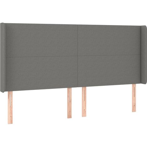 Testiera letto accessorio camera da letto mobili LED 203 x 16 x 118/128 cm tessuto grigio scuro TDL0201067