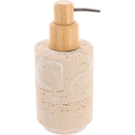 Dispenser di sapone in poliresina e bambù 250ml travertino - travertino - Tendance