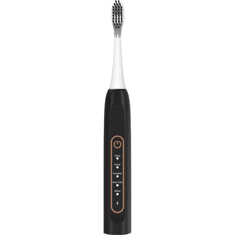 Brosse à dents électrique 5 modes, rechargeable par USB, étanche, nettoyage en profondeur, sonique, pour adultes, usage domestique et voyage, noire T7 1-AquaForge