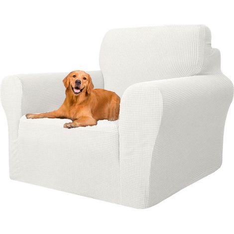 Housse de fauteuil extensible 1 place, antidérapante, protection canapé animaux (1/5)