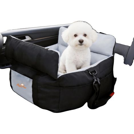 Asiento de coche para perros, material suave, cinturón de seguridad incluido, negro. (1/2)