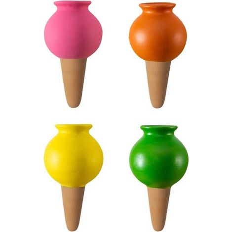 Pack de 4 Pointes Auto-arrosantes en Terre Cuite, Pieux D'arrosage des Plantes, Pieux D'autoarrosage Décoratifs de 430ml (1/5)
