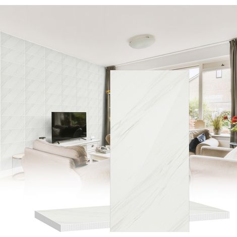 Randaco Adesivi per piastrelle, carta da parati autoadesiva in vinile impermeabile, resistente all'olio, 30 cm x 60 cm Bianco 1,8 m²