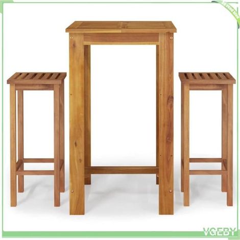 Ensemble de bar de jardin - FAFEICY - 3154386 - Bois d'acacia massif - 3 pièces (1 table, 2 chaises) - Extérieur/Intérieur (1/5)