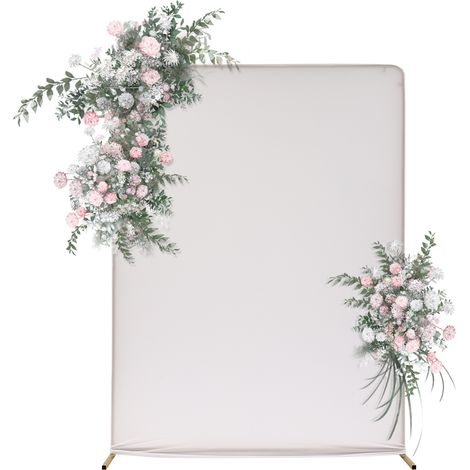 Ensemble de support pour toile de fond avec housse en tissu élastique 2 x 1.5 M cadre rectangulaire pour mariage, fête d'anniversaire, fiançailles (Doré, blanc) (1/5)