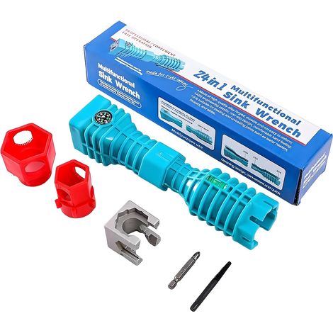 Clé multifonctionnelle 24 en 1 pour robinet et évier – Outils de plomberie permettant de gagner du temps grâce à une conception rainurée de précision, adaptés aux petits espaces et applicables aux cui (1/5)