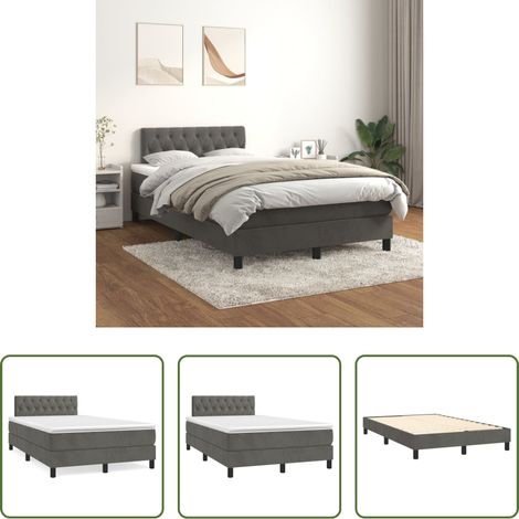 Samtbett - Boxspringbett mit Matratze Dunkelgrau 120x200 cm Samt (1/5)