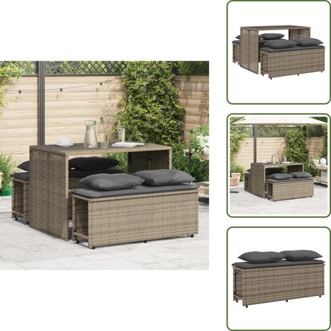 Cuscini da giardino - vidaXL Set da Pranzo da Giardino 3 pz con Cuscini in Polyrattan Grigio - Rattan PE