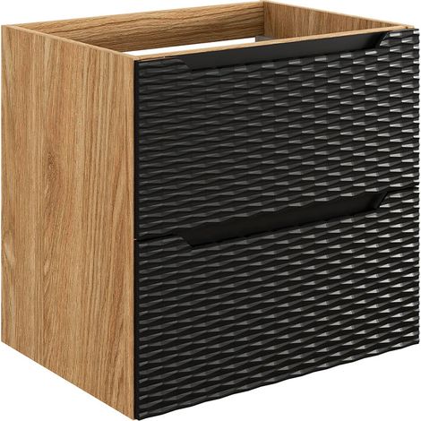 Mueble bajo lavabo 60cm Elora Negro y madera (1/4)