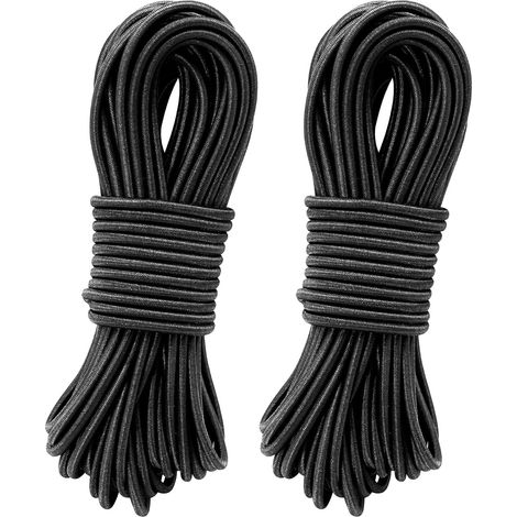Set di 2 corde elastiche, 3 mm x 10 m, versatili e resistenti, ideali come corde di ricambio per sedie a sdraio, pesca, vela, lettini prendisole, campeggio e per fissare tende e rimorchi. (1/5)