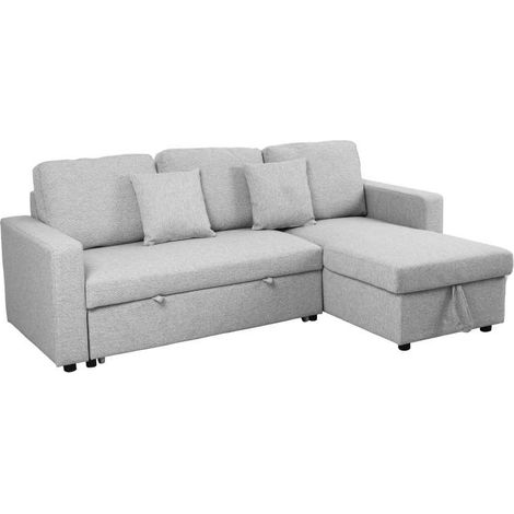 Divano Letto Angolare con Vano Contenitore in Tessuto Grigio - Aura Domo Mea (1/5)