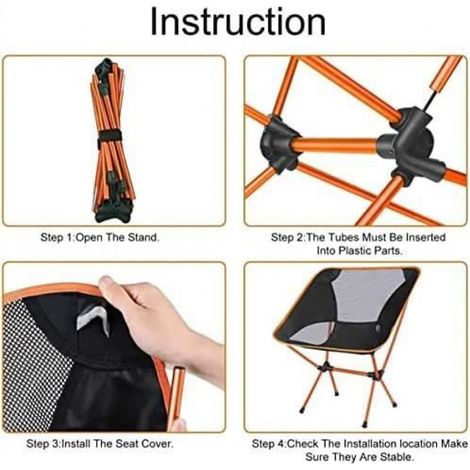 Chaise De Camping - Cadre En Acier - Assise En Polyester 600D - Hauteur D'Assise 45 Cm - Pliable Et Portable - 1 Pièce (1/4)