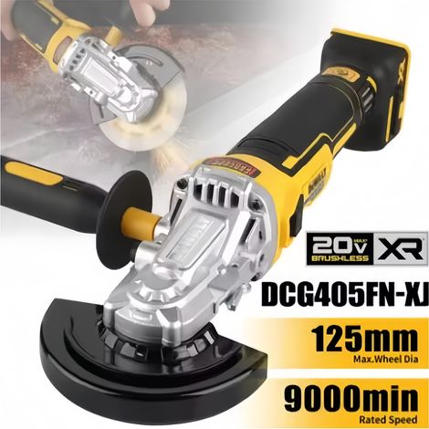 DEWALT DCG405FN Meuleuse d’angle 18V XR tête plate brushless 125mm, kit batterie + chargeur, réparation carrosserie désoxydation atelier mécanique (1/5)