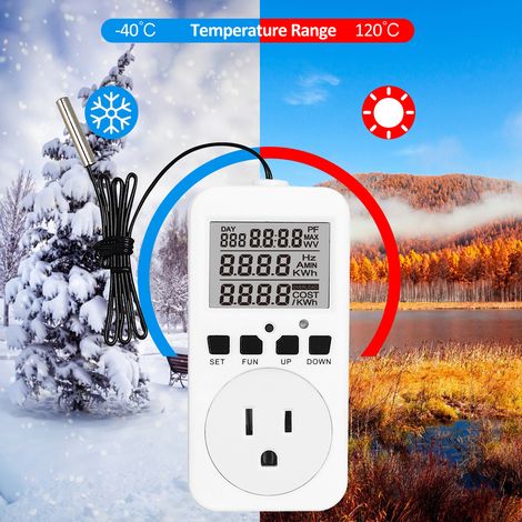 GARRYFIZH Thermostat numérique prise de courant régulateur de température pour reptiles 110 V 15 A contrôle de refroidissement du chauffage pour incubateur brassage serre Terrarium tapis chauffant (1/5)