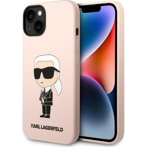 Karl Lagerfeld KLHCP14MSNIKBCP Custodia rigida per iPhone 14 Plus / 15 Plus 6.7 rosa/rosa Silicone Ikonik (1/5)